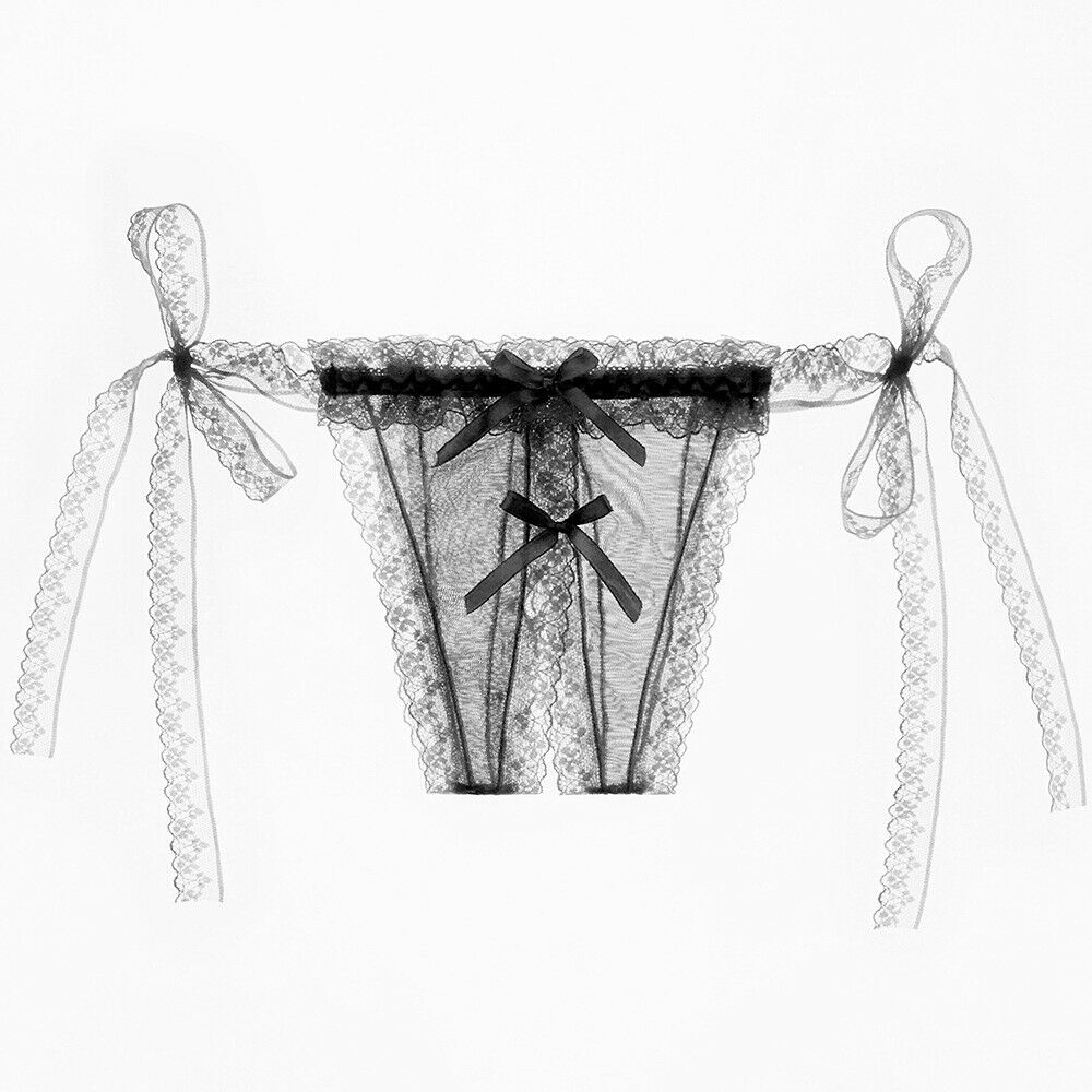 Women's Sexy Lace Lingerie Thong Side Open Panties.