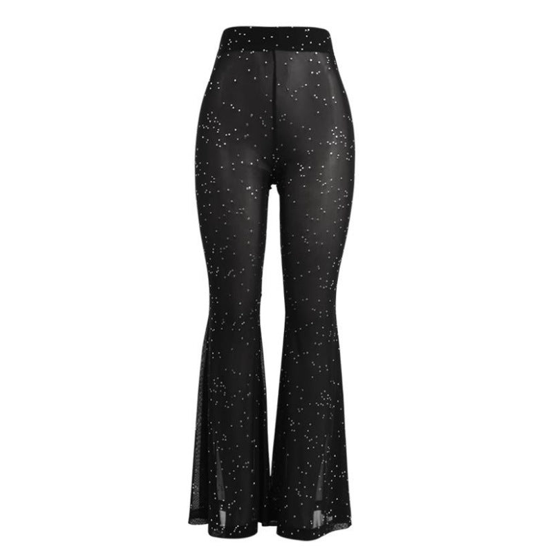 Shiny Sparkle See-through Wide Leg Pants