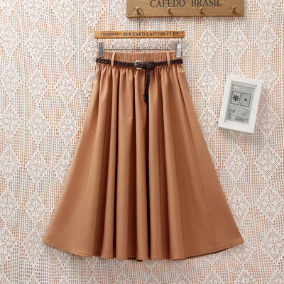 Women Folds A-Line Skirt With Belt