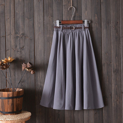 Women Folds A-Line Skirt With Belt