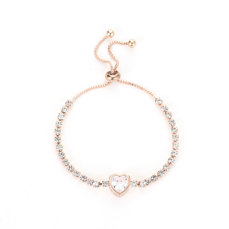 Rose Gold Heart Zirconia Bracelet