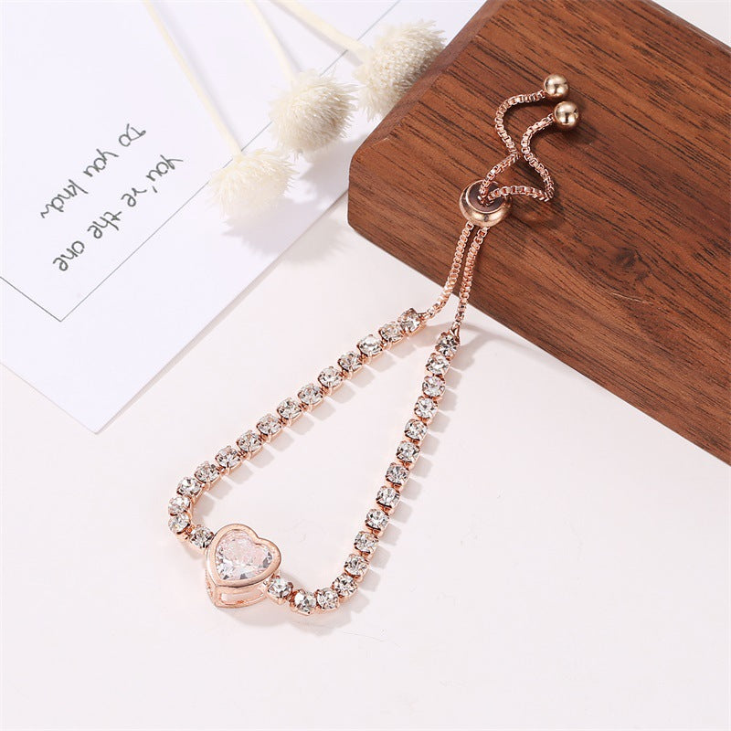 Rose Gold Heart Zirconia Bracelet