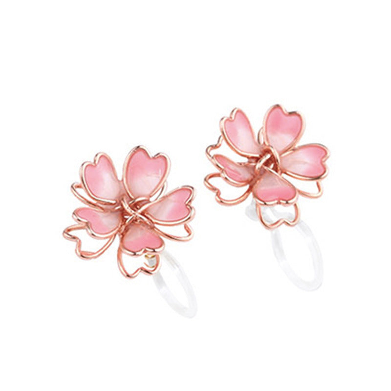 Pink Sakura Floral Earrings/Clip On Earrings