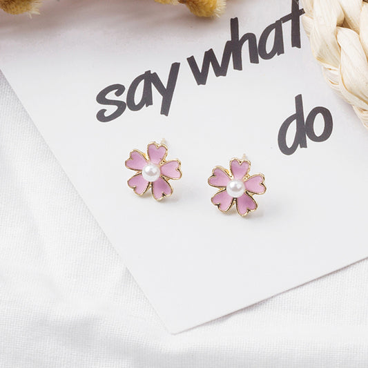 Pink Daisy Floral Earrings/Clip-on Earrings