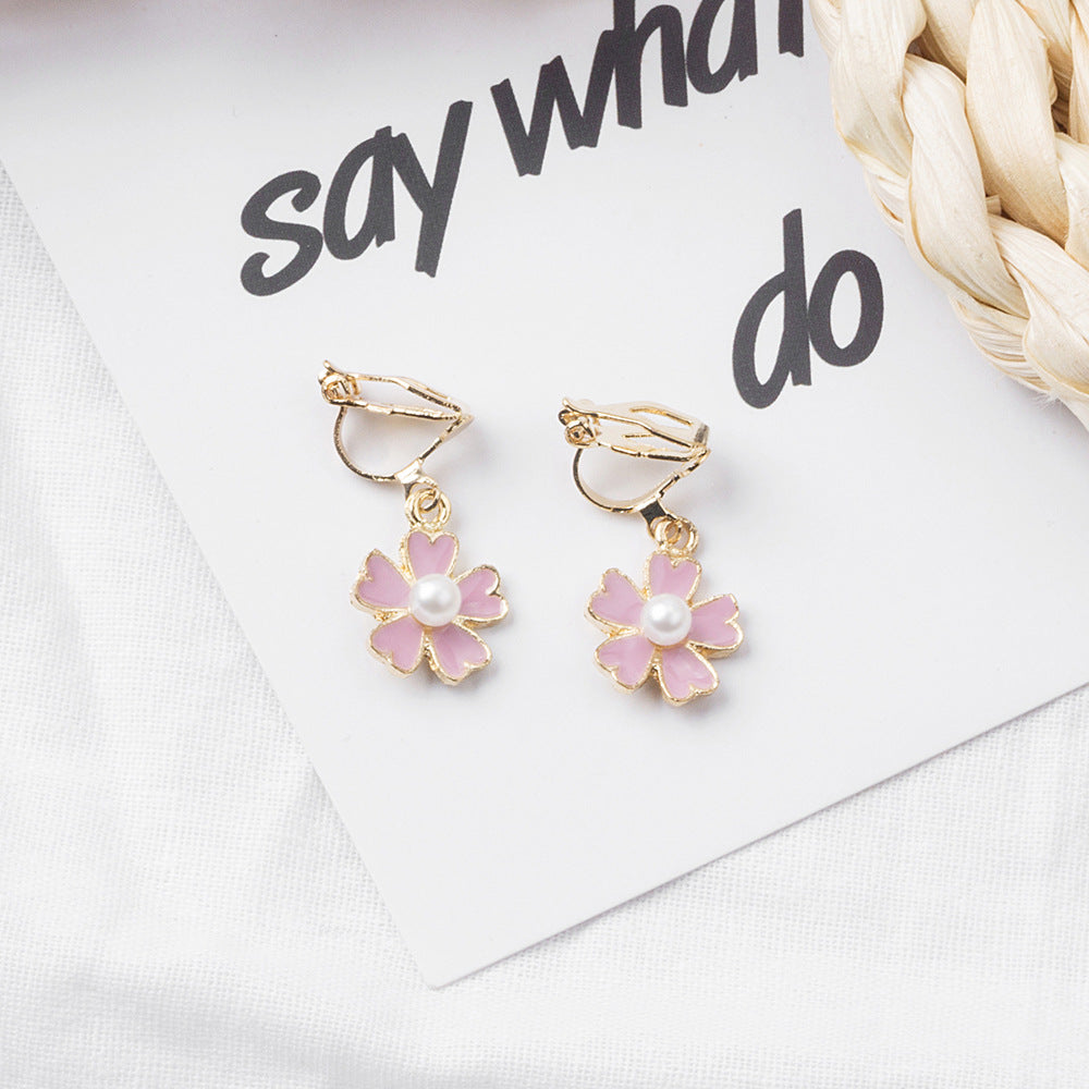 Pink Daisy Floral Earrings/Clip-on Earrings