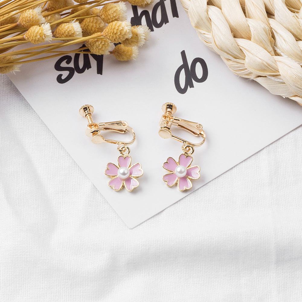 Pink Daisy Floral Earrings/Clip-on Earrings