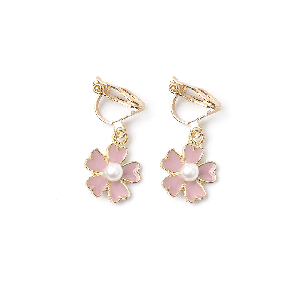 Pink Daisy Floral Earrings/Clip-on Earrings