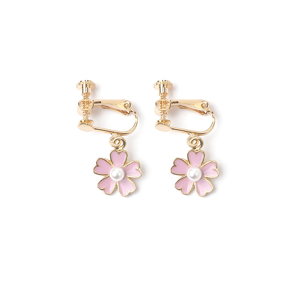 Pink Daisy Floral Earrings/Clip-on Earrings