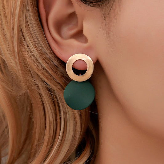 Vintage Contrast Circle Earrings