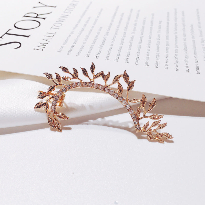 Rhinestone Floral Leaves Crawler Ear Cuff