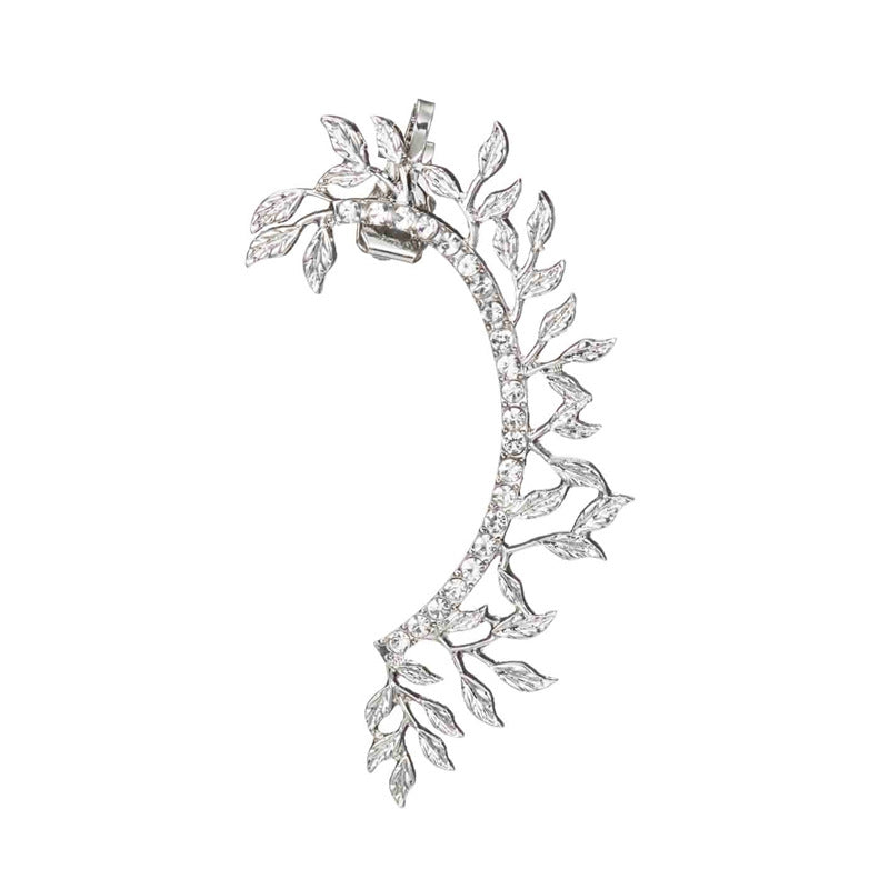 Rhinestone Floral Leaves Crawler Ear Cuff