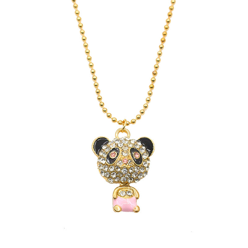 Rhinestone Panda Necklace