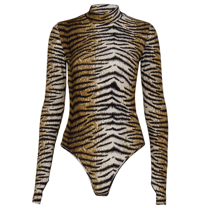 Tiger/Leopard Pattern Long Sleeve Bodysuit