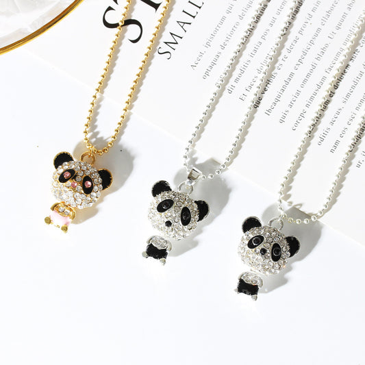 Rhinestone Panda Necklace