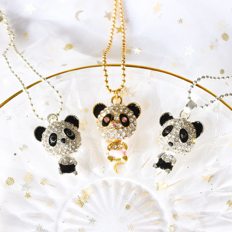 Rhinestone Panda Necklace