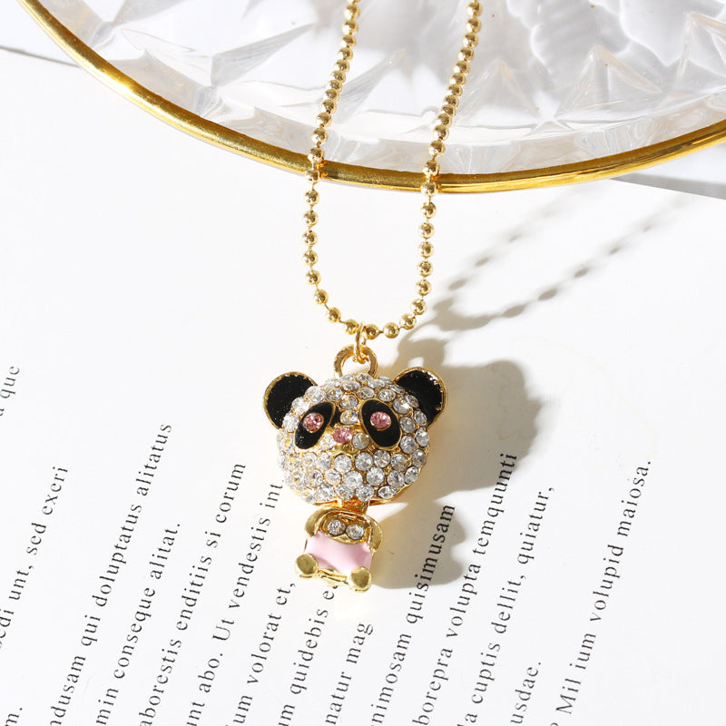 Rhinestone Panda Necklace