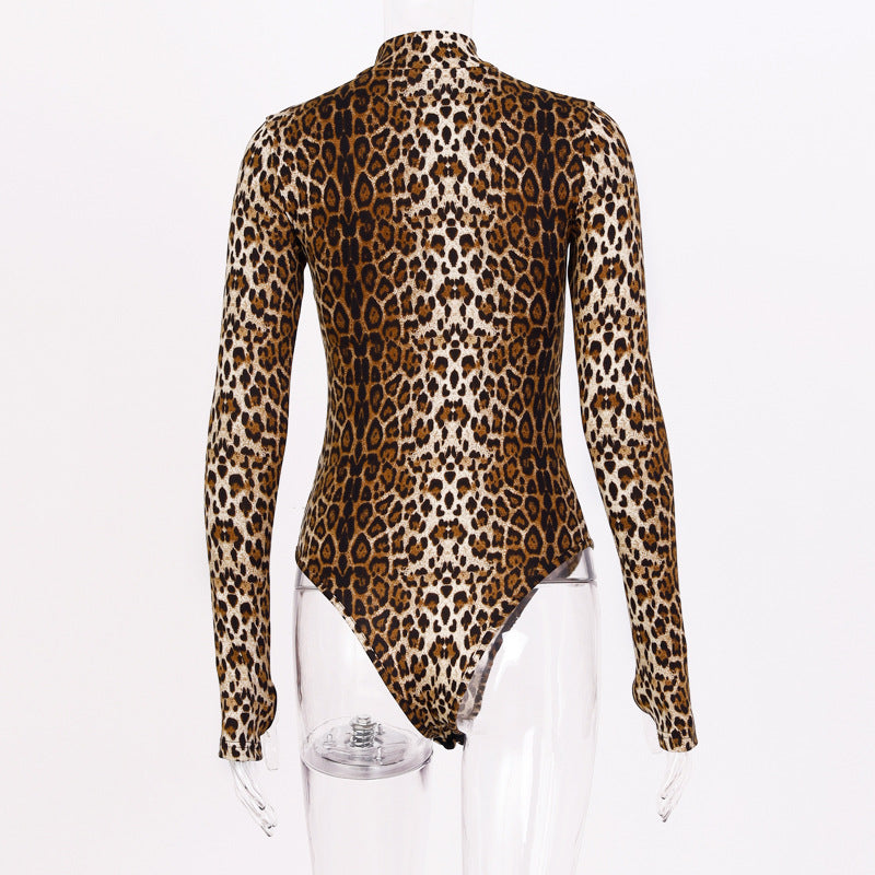 Tiger/Leopard Pattern Long Sleeve Bodysuit