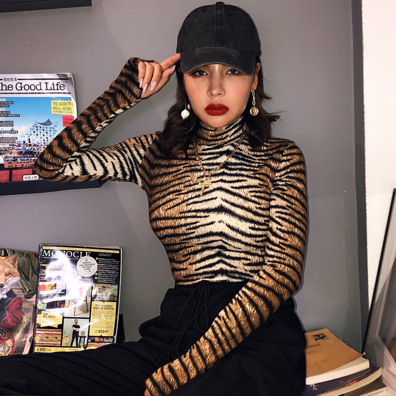 Tiger/Leopard Pattern Long Sleeve Bodysuit