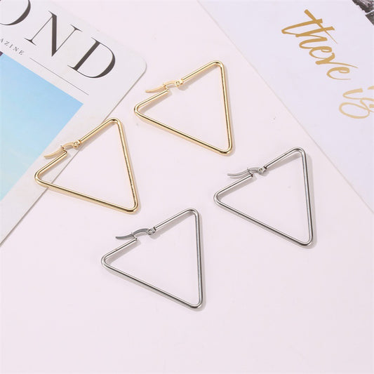 Stainless Steel Hollow Triangle Earrings