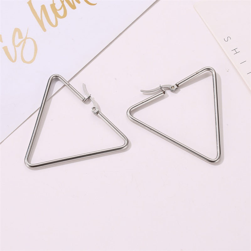 Stainless Steel Hollow Triangle Earrings