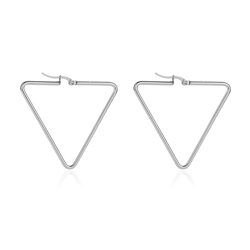 Stainless Steel Hollow Triangle Earrings