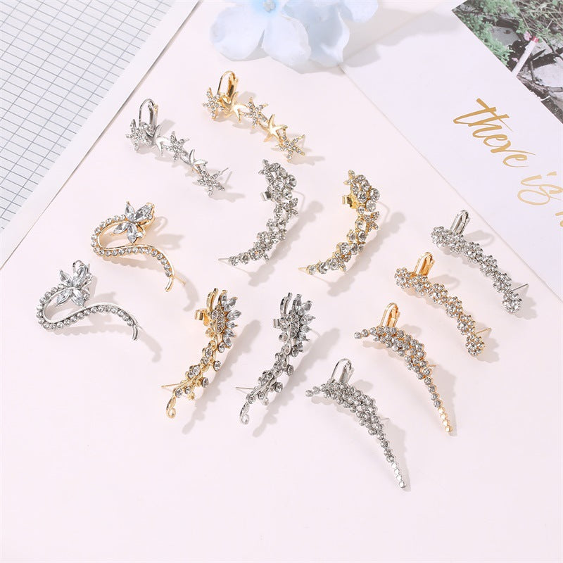 Floral Metal Ear Clips Crawler No Piercing