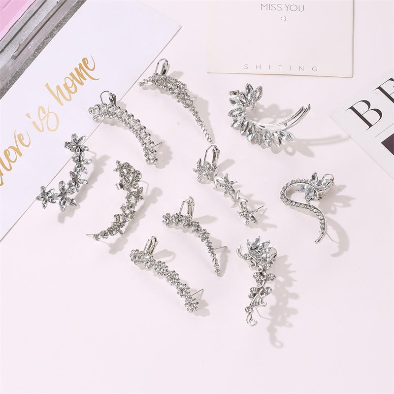 Floral Metal Ear Clips Crawler No Piercing