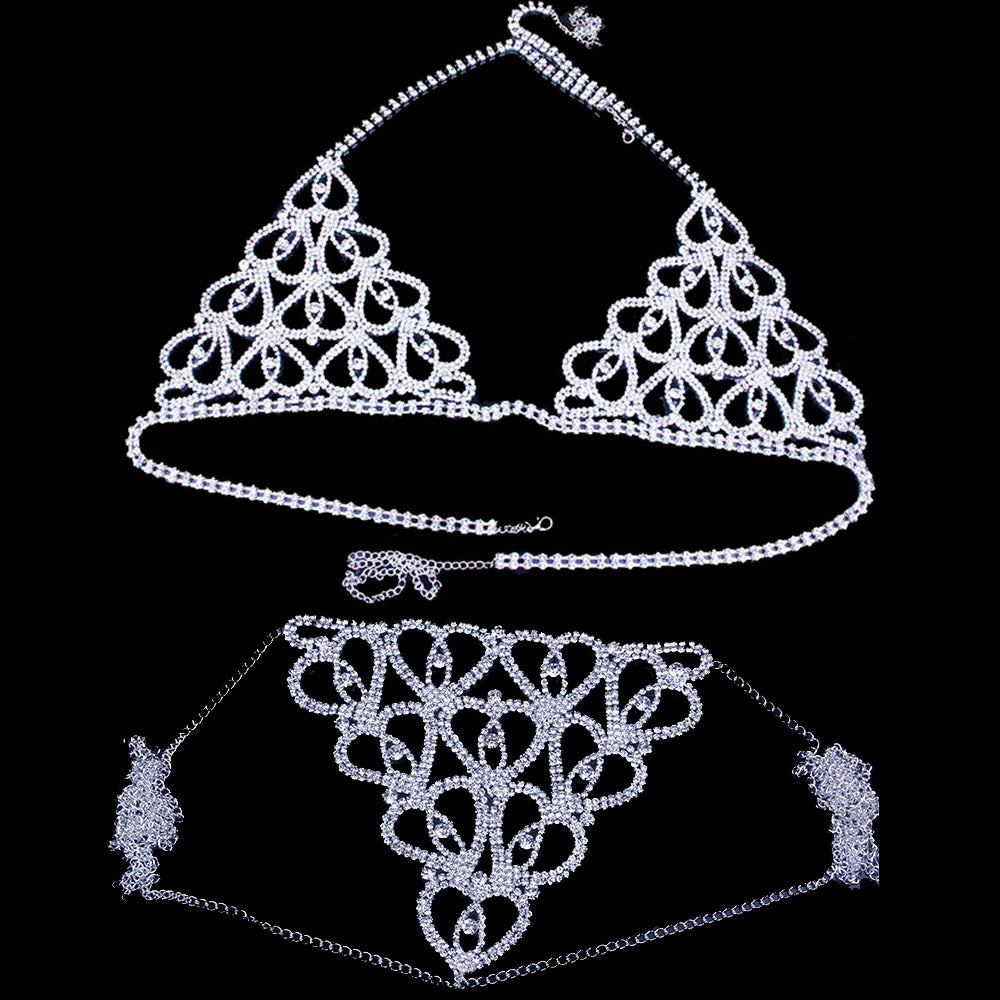 Rhinestone Body Chain Bra & Thong Chain