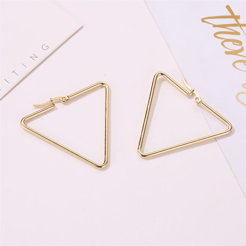 Stainless Steel Hollow Triangle Earrings