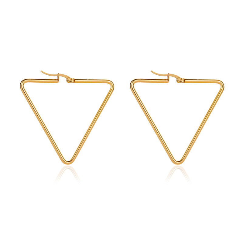 Stainless Steel Hollow Triangle Earrings