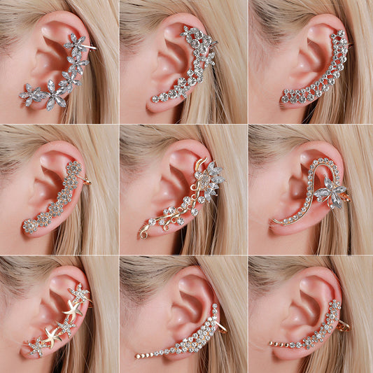 Floral Metal Ear Clips Crawler No Piercing