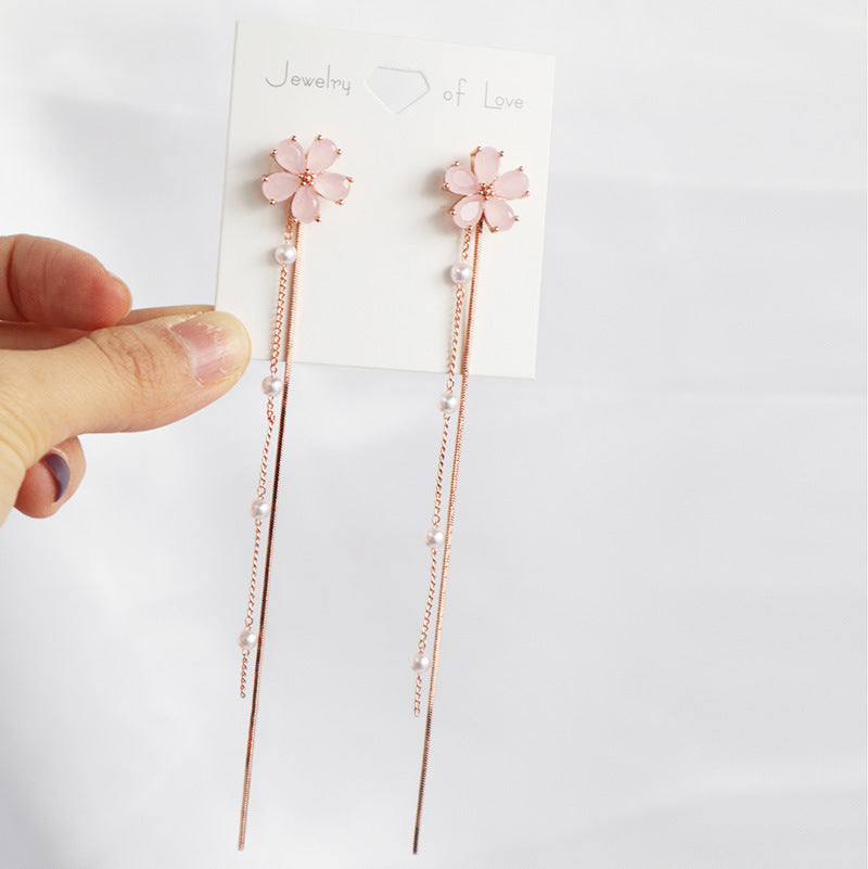 Pink Sakura Floral Drop Earrings