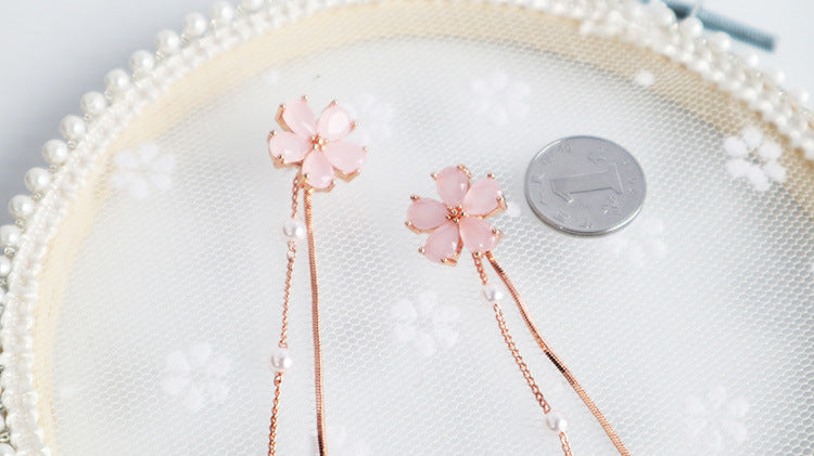 Pink Sakura Floral Drop Earrings