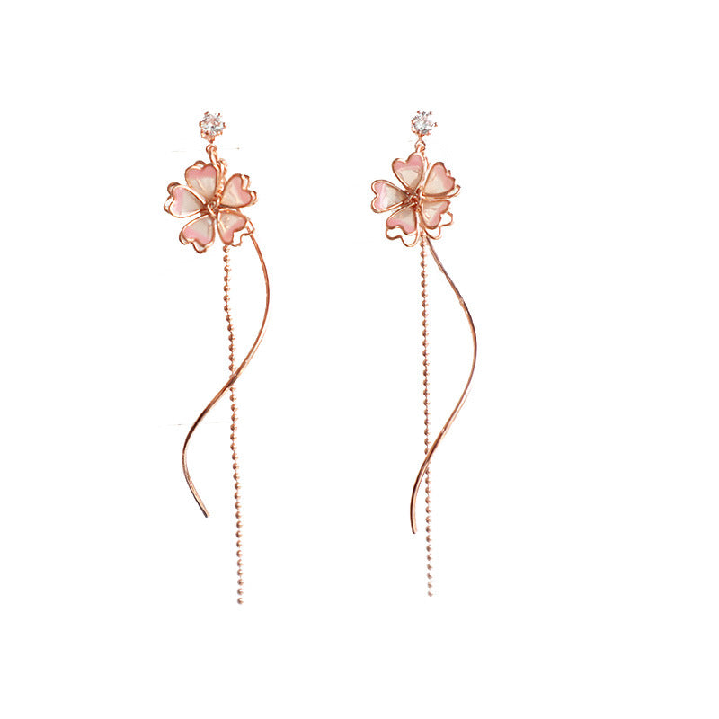 Pink Sakura Floral Drop Earring Earrings/Clip On Earrings