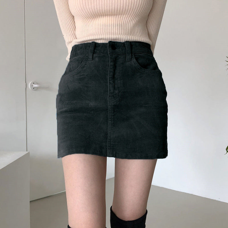 Corduroy A-Line Split Skirt Women