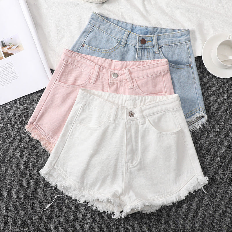 Raw Hem Plain Denim Shorts - M I I X A S