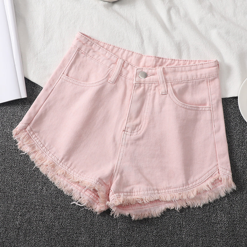 Raw Hem Plain Denim Shorts - M I I X A S