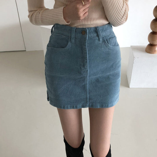 Corduroy A-Line Split Skirt Women