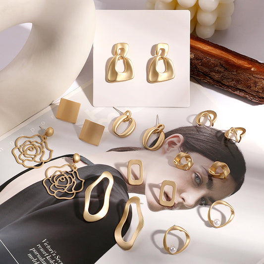 Matte Gold-Plated Stud Earrings