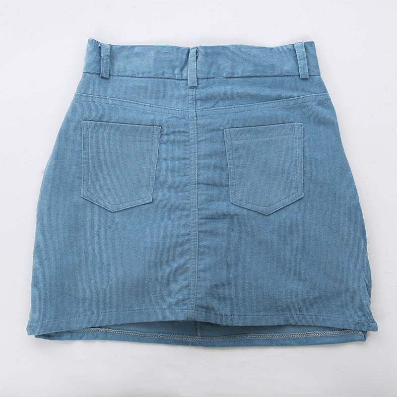 Corduroy A-Line Split Skirt Women