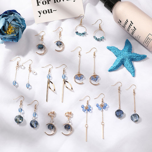 Blue Series Crystal Earrings/Clip-on Earrings