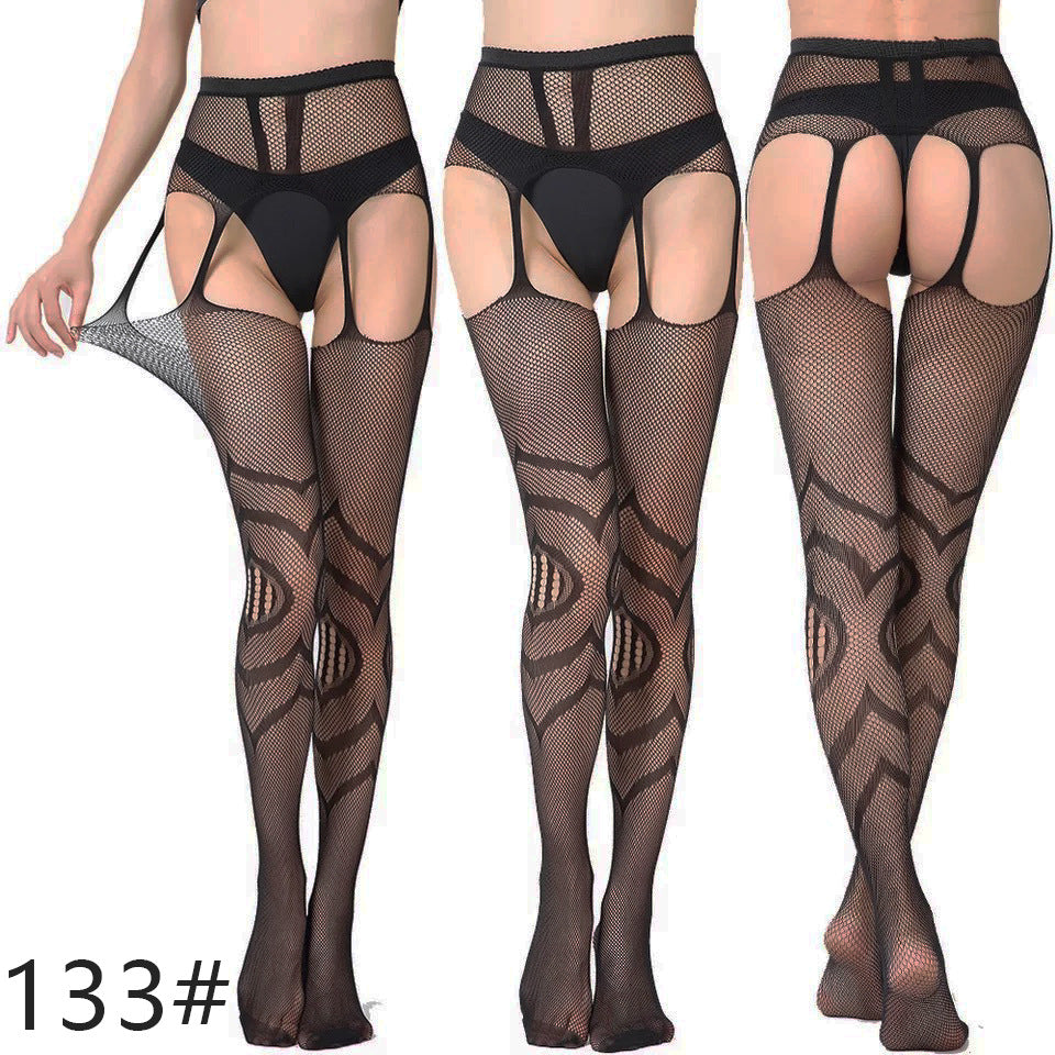 Contrast Lace Garter Mesh Stocking 37 Types - M I I X A S