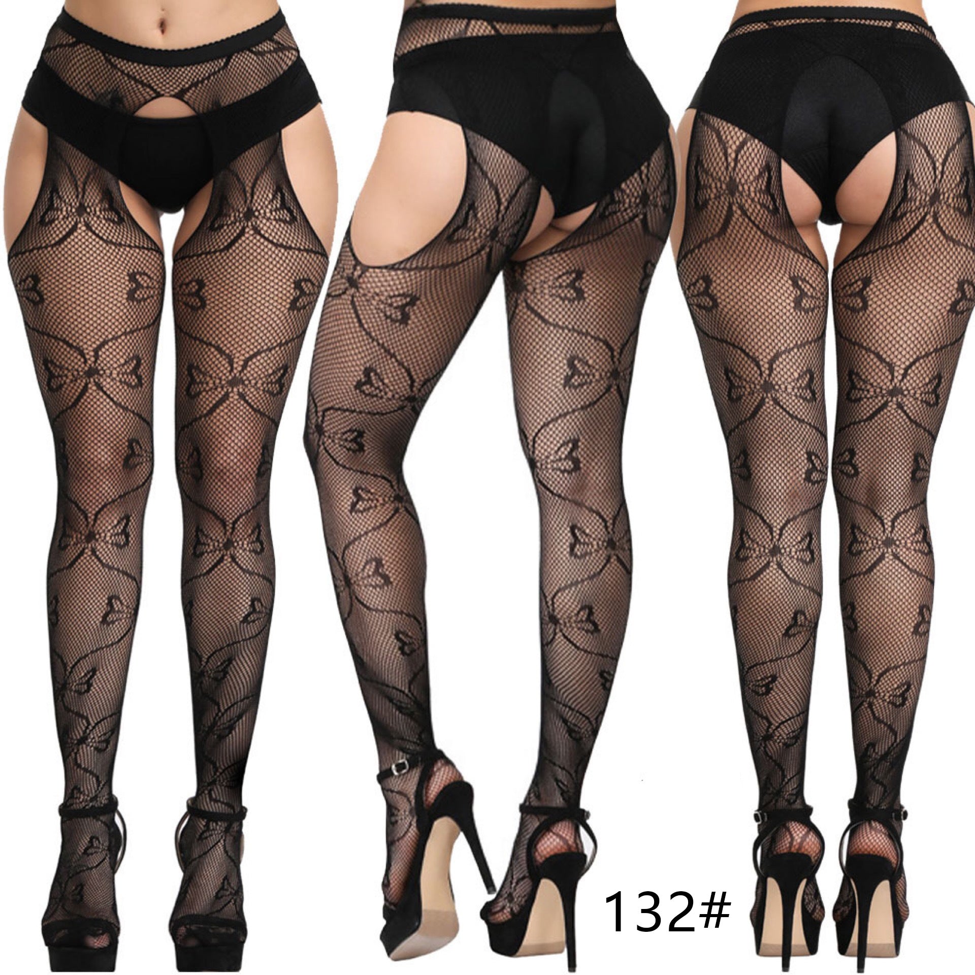 Contrast Lace Garter Mesh Stocking 37 Types - M I I X A S