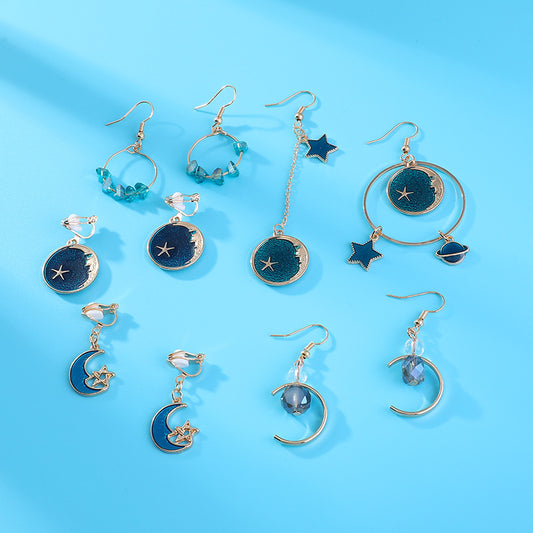 Blue Series Crystal Earrings/Clip-on Earrings