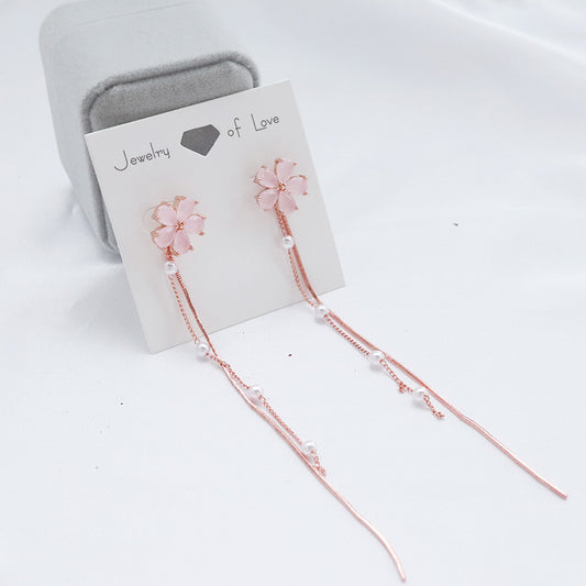 Pink Sakura Floral Drop Earrings