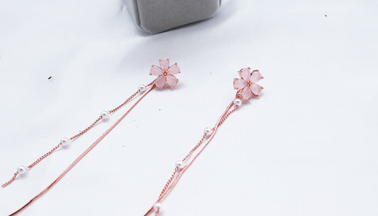 Pink Sakura Floral Drop Earrings