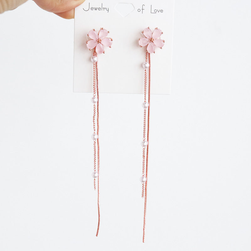 Pink Sakura Floral Drop Earrings