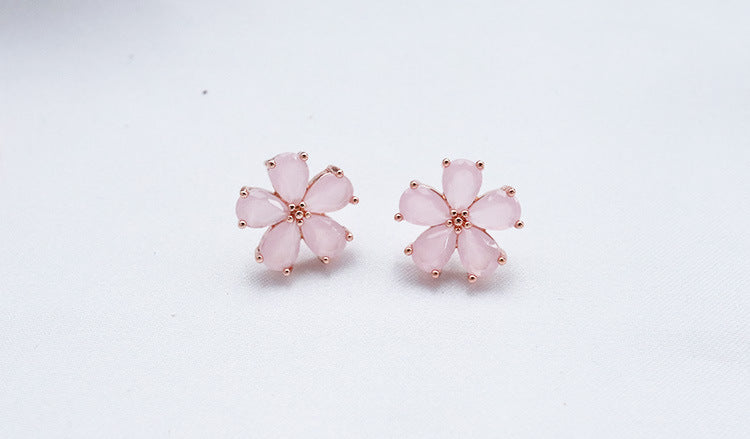 Pink Sakura Floral Drop Earrings