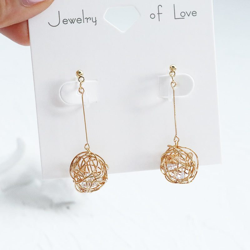 Irregular Circle with Zirconia Stone Earrings / Clip on Earrings