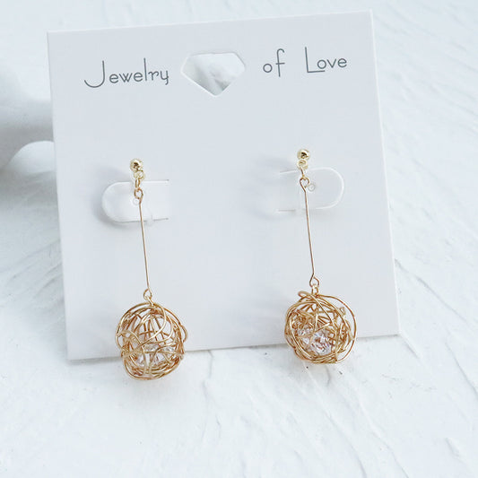 Irregular Circle with Zirconia Stone Earrings / Clip on Earrings